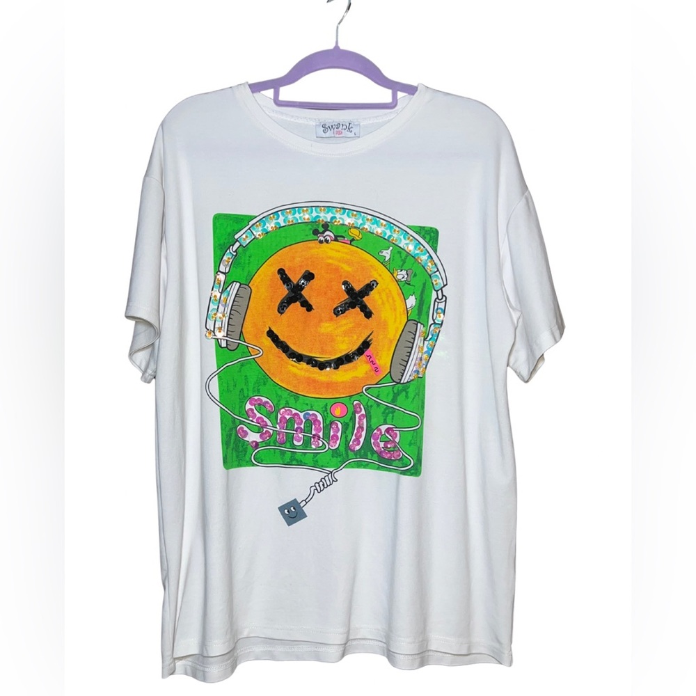 White Smiley Face Short Sleeve Tee